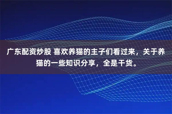 广东配资炒股 喜欢养猫的主子们看过来，关于养猫的一些知识分享，全是干货。